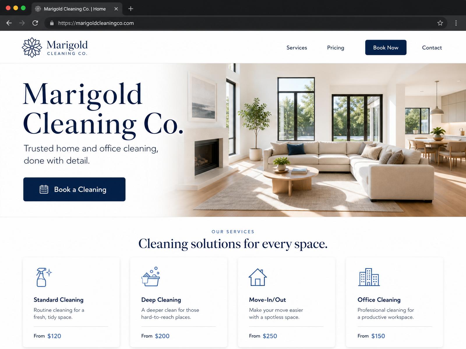 Marigold Cleaning Co. sample concept