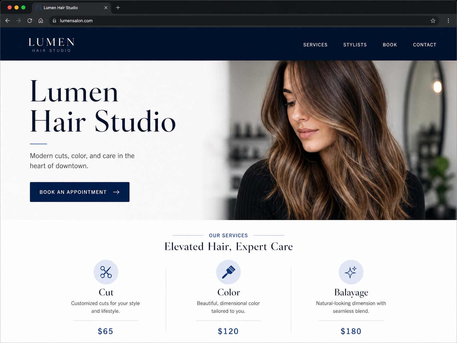 Lumen Hair Studio sample concept